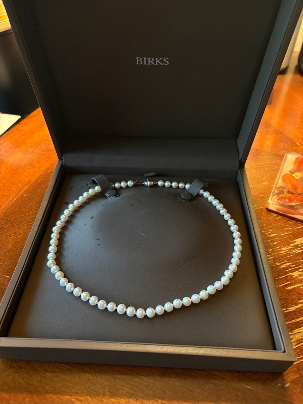 Birks genuine White Pearl Necklace in original box